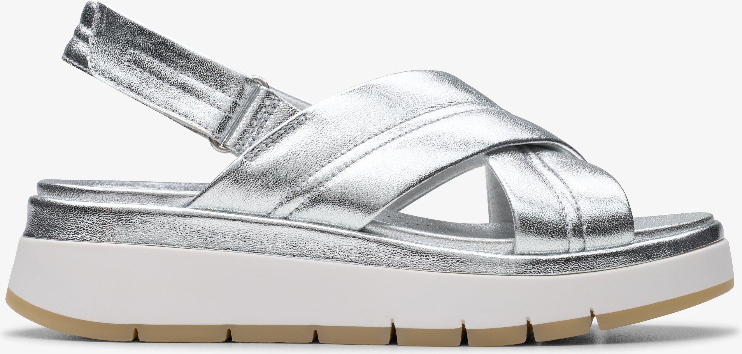 Toskanische Kreuz Sandalen aus silbernem Leder