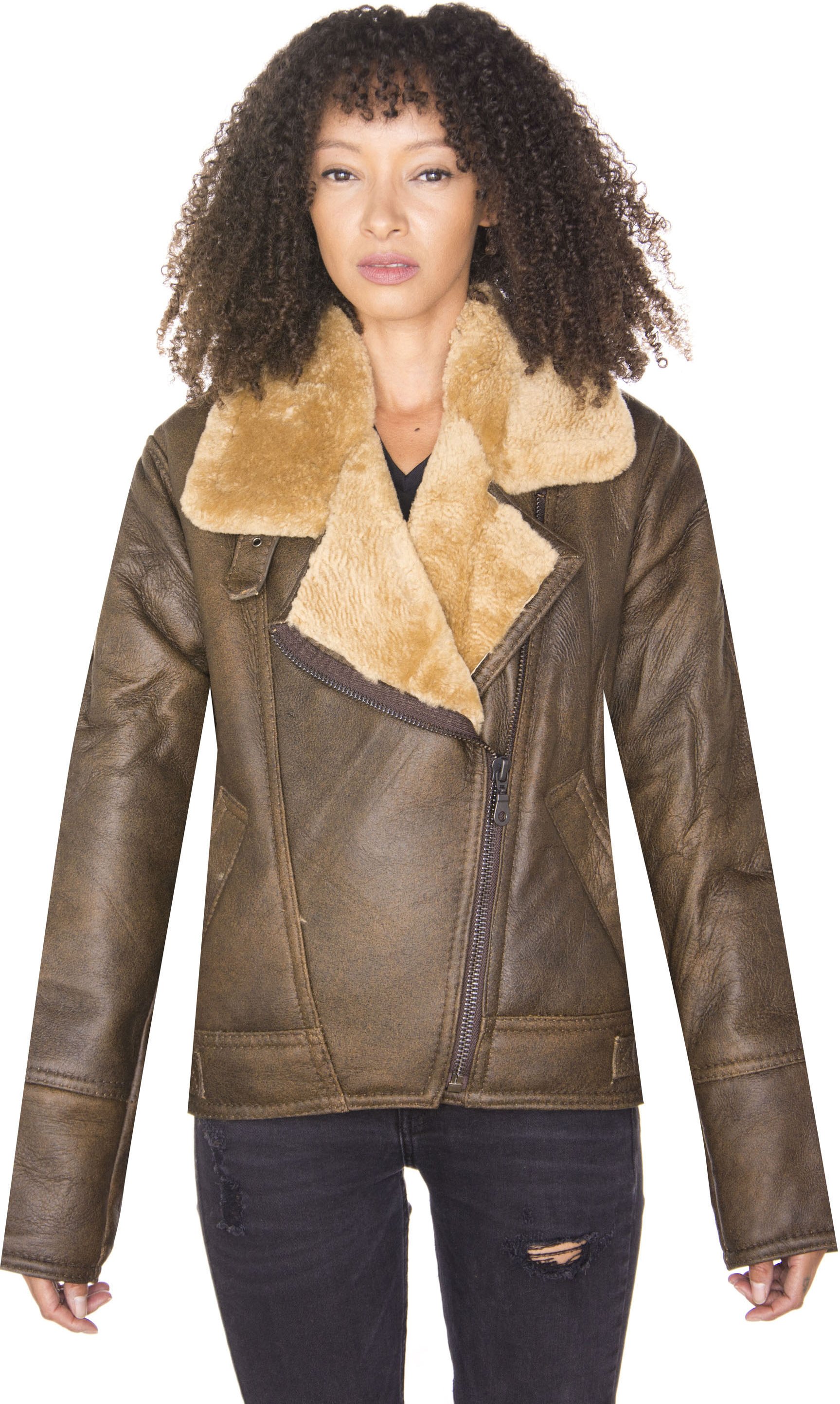 Damen B3 Fliegerjacke aus Schafsleder-Bergamo