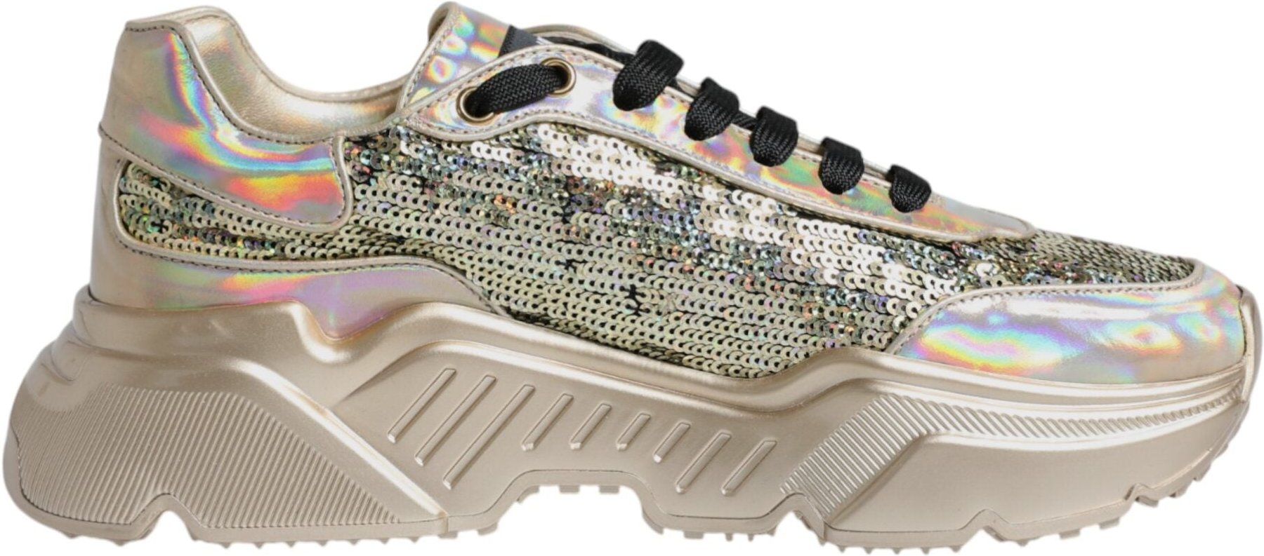 Dolce & Gabbana Gold Pailletten Iridescent Daymaster Sneaker Schuhe