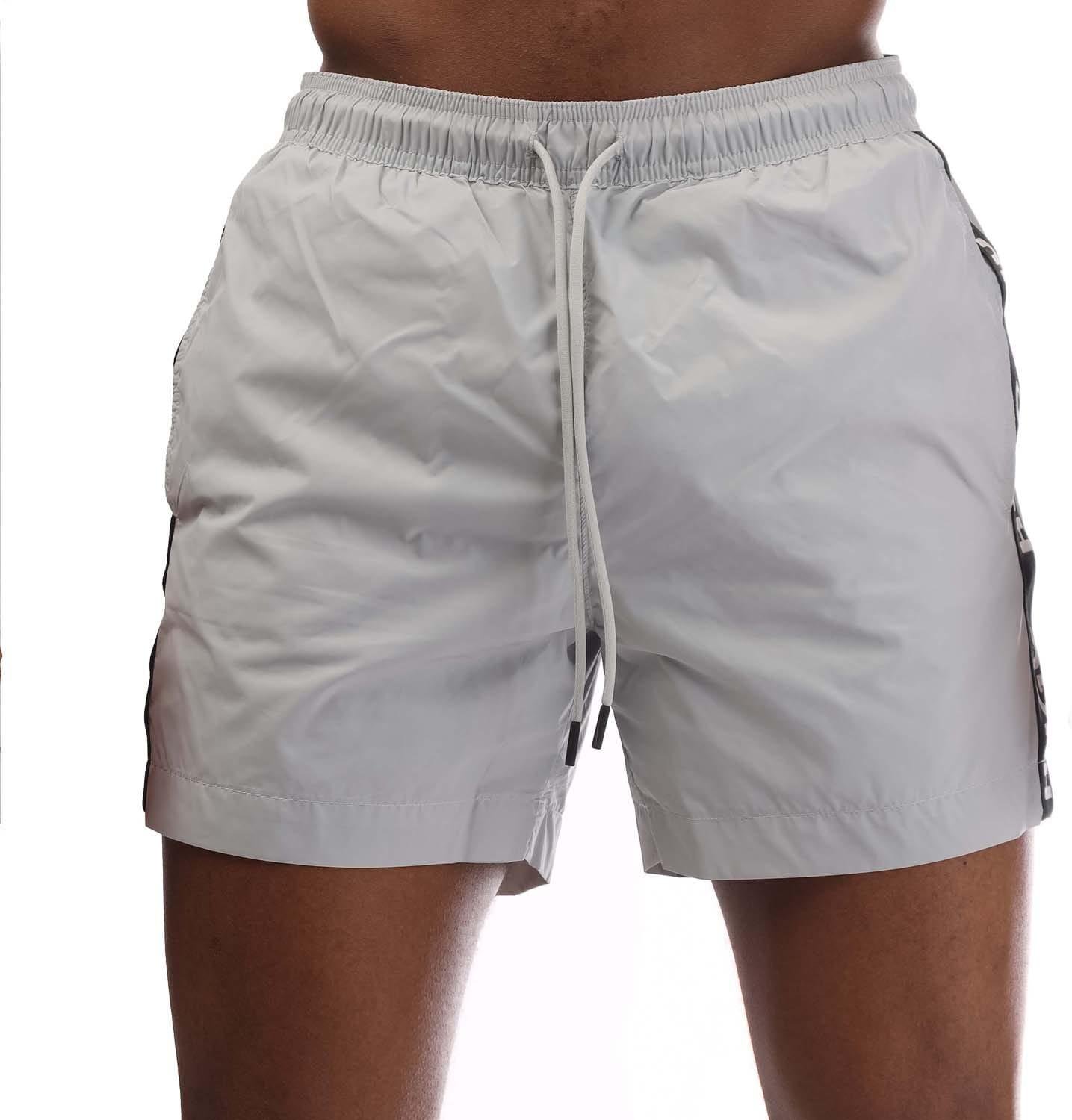 Hugo - "Fab" Logo Badeshorts für Herren (Grau)