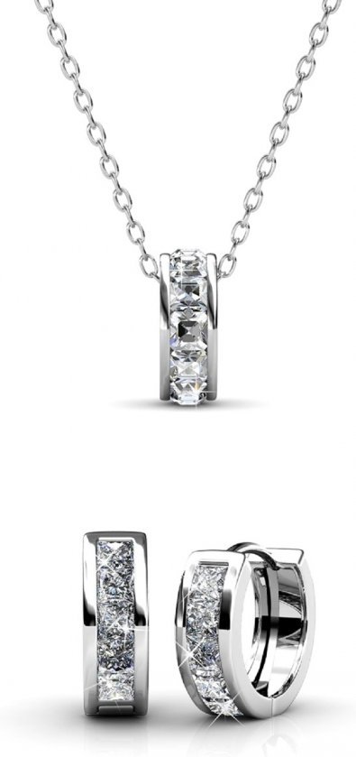 Quadratischer Reifensatz und Box - Silber und Kristall