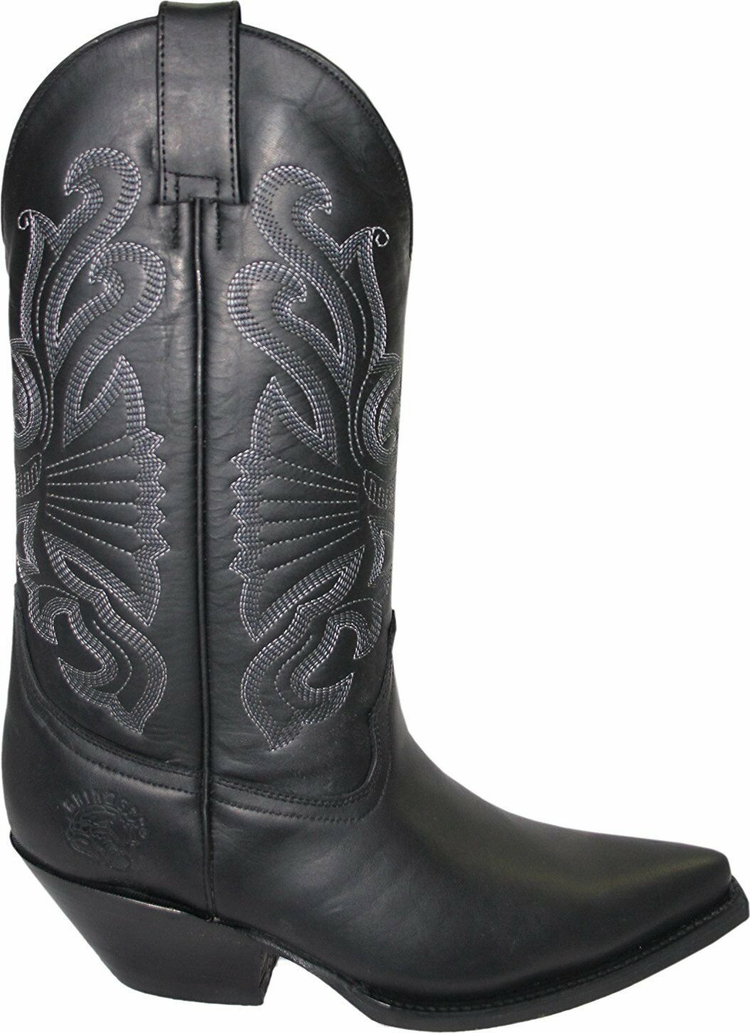 Grinders Western-Cowboystiefel aus schwarzem Leder – Buffalo