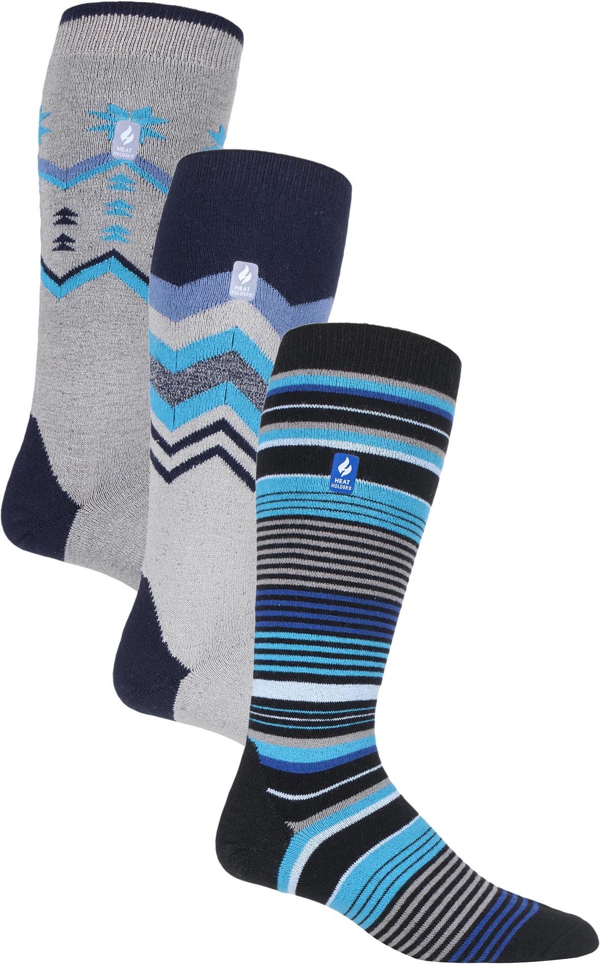Thumbnail - 3 Paar sortierte Multipack Ultra Lite Herren Skisocken | Wärmehalter | Funky Retro Style Knee High Socks - Mix 1