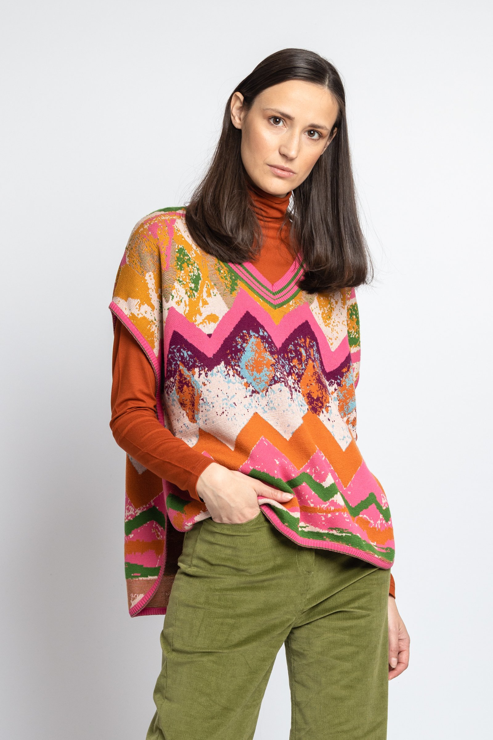 Ärmelloser Pullover, Wurzmuster