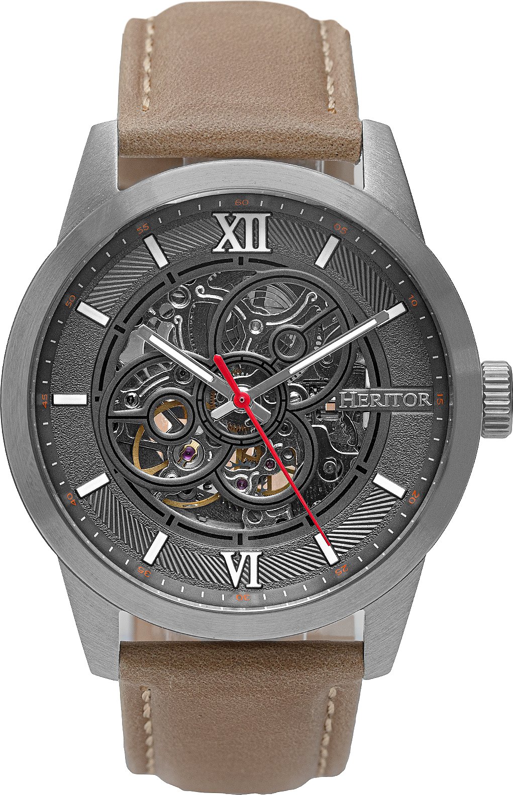 Heritor Automatik Jonas Lederband Skelettuhr