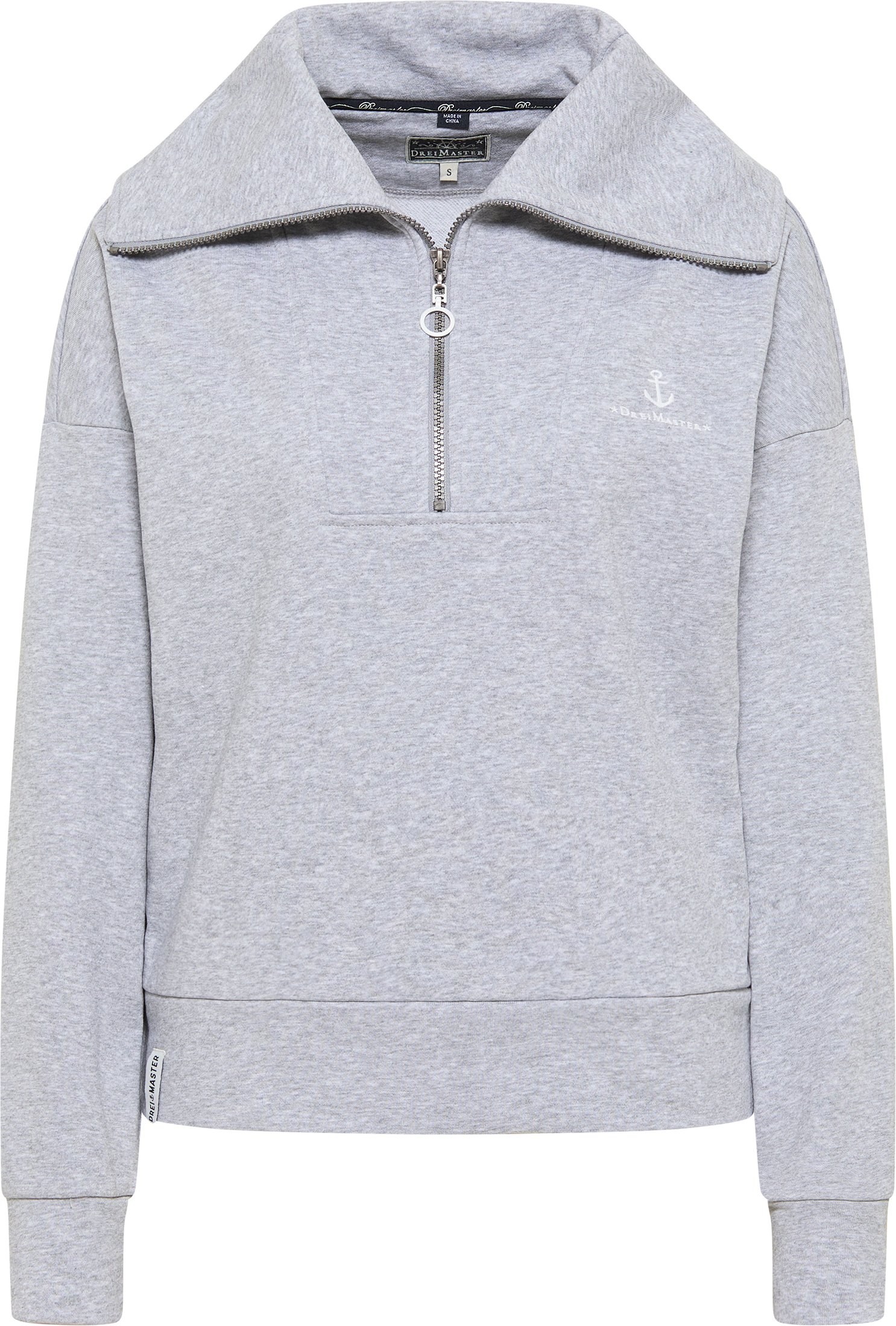 Dreimaster Oversized Sweatshirt Damen Hellgrau Melange
