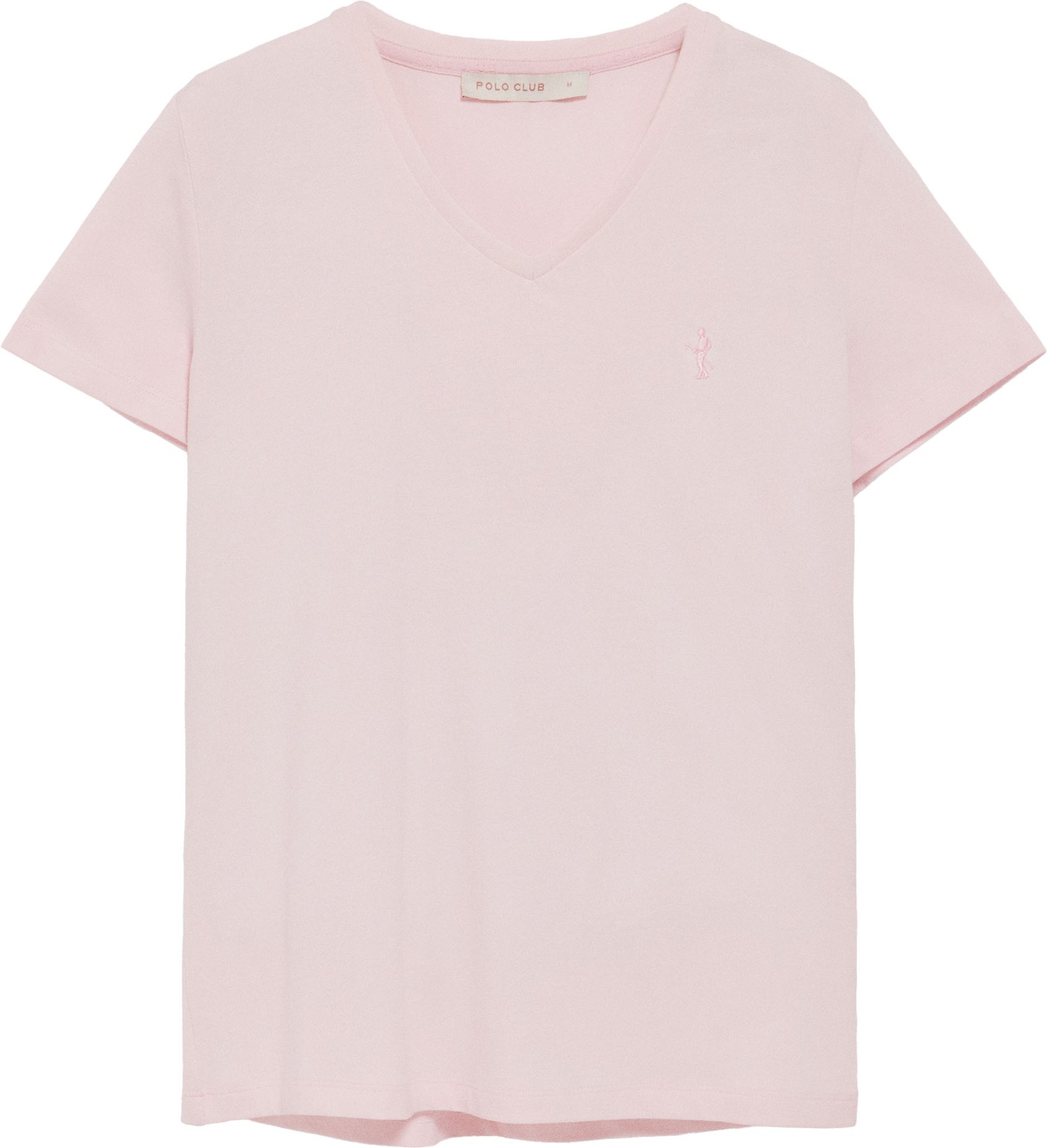 T-Shirt rosa mit V-Ausschnitt und gesticktem Rigby Best-Logo