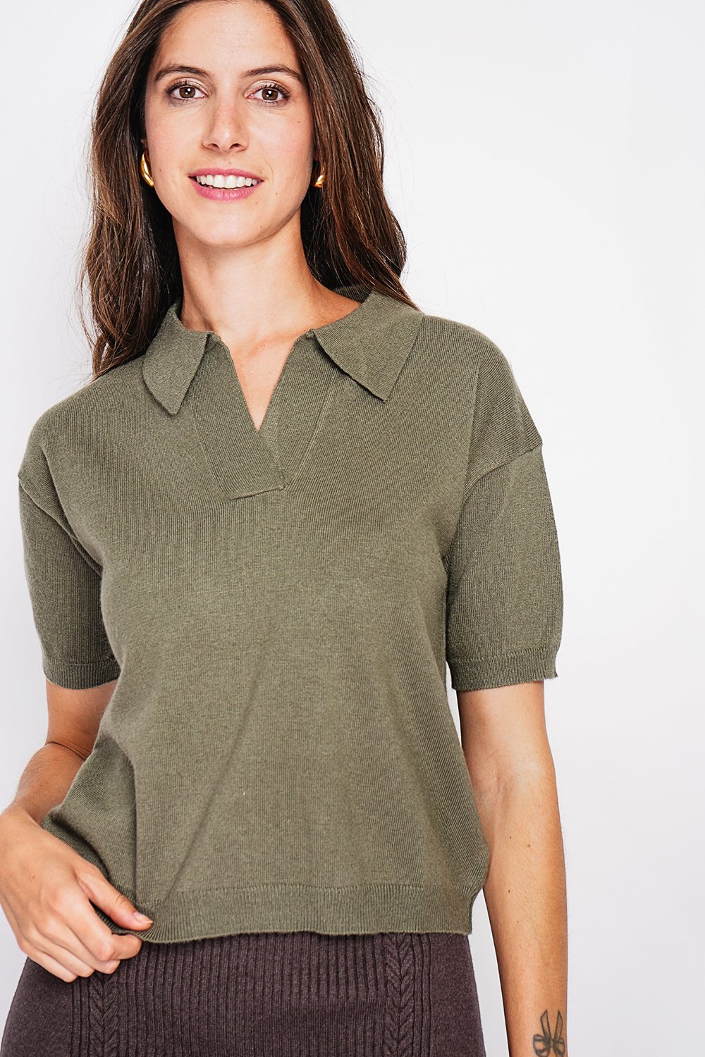 GB – William de Faye – Geripptes Poloshirt – KAKI