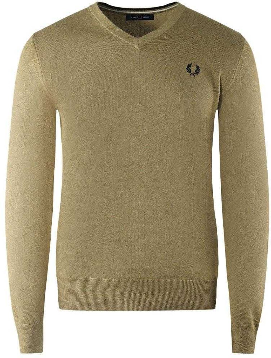 Fred Perry Herren Klassischer V-Ausschnitt Pullover (Hellbraun)