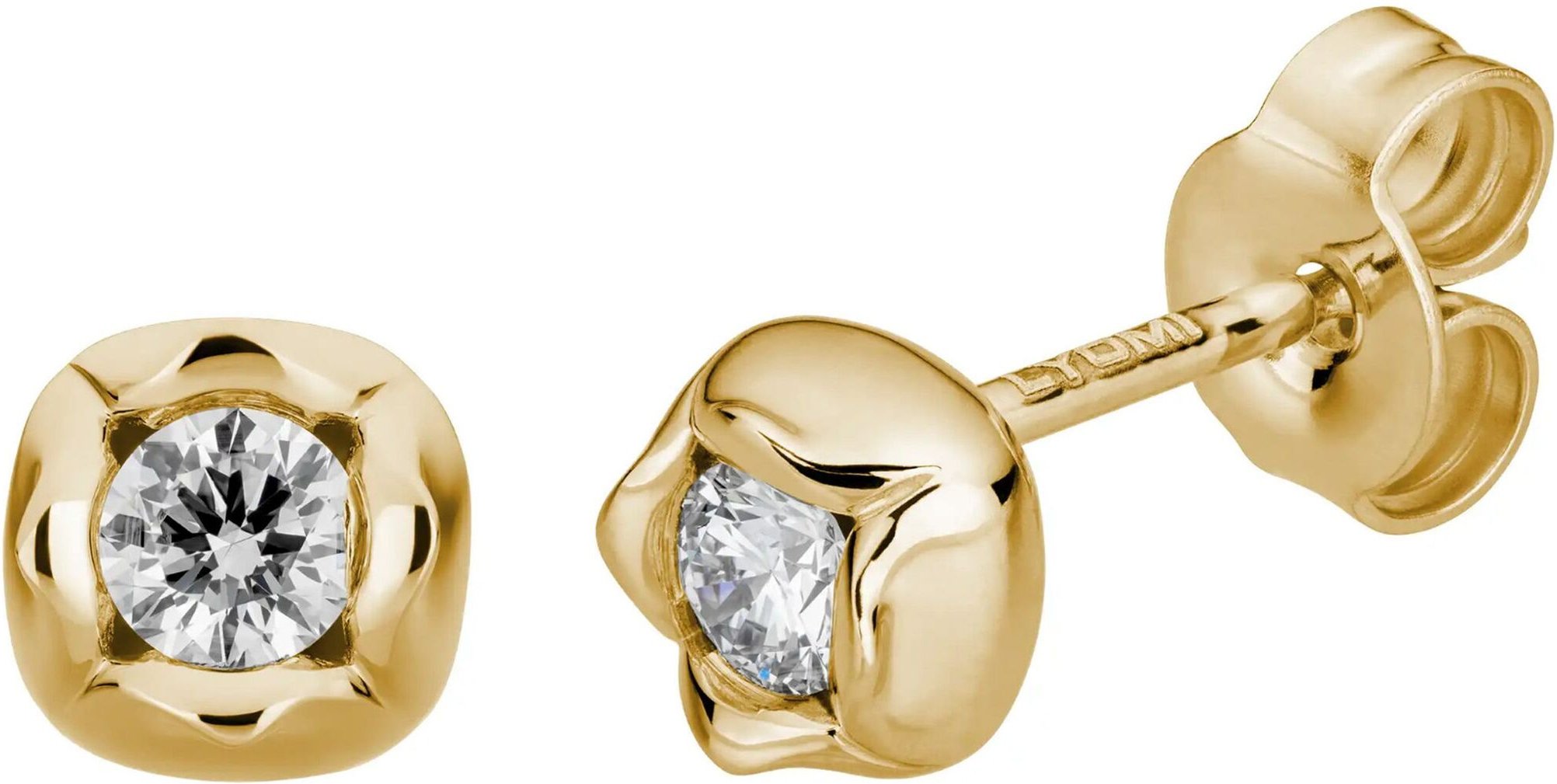 Lyomi Ohrstecker 585/- Gelbgold Blüte 2 synth. Diam. 0,20ct.