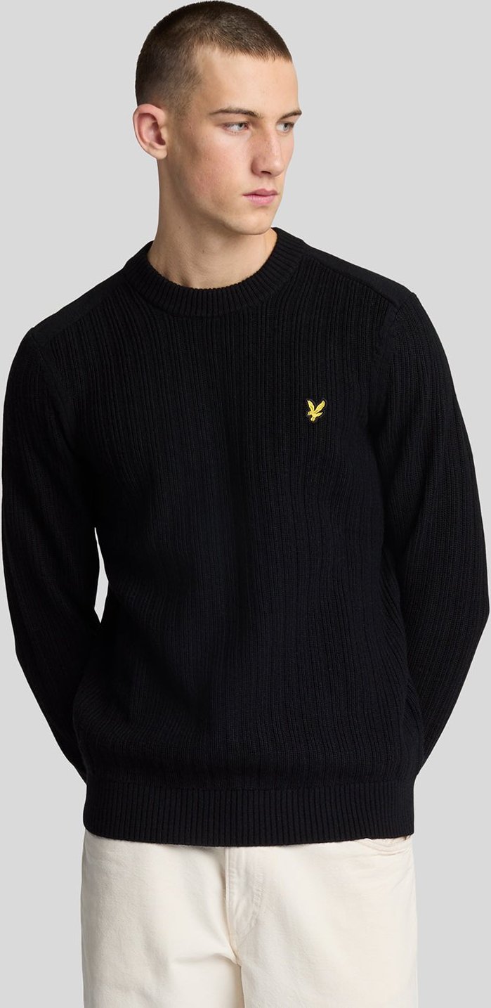 Lyle & Scott Gerippter Rundhalspullover - Schwarz