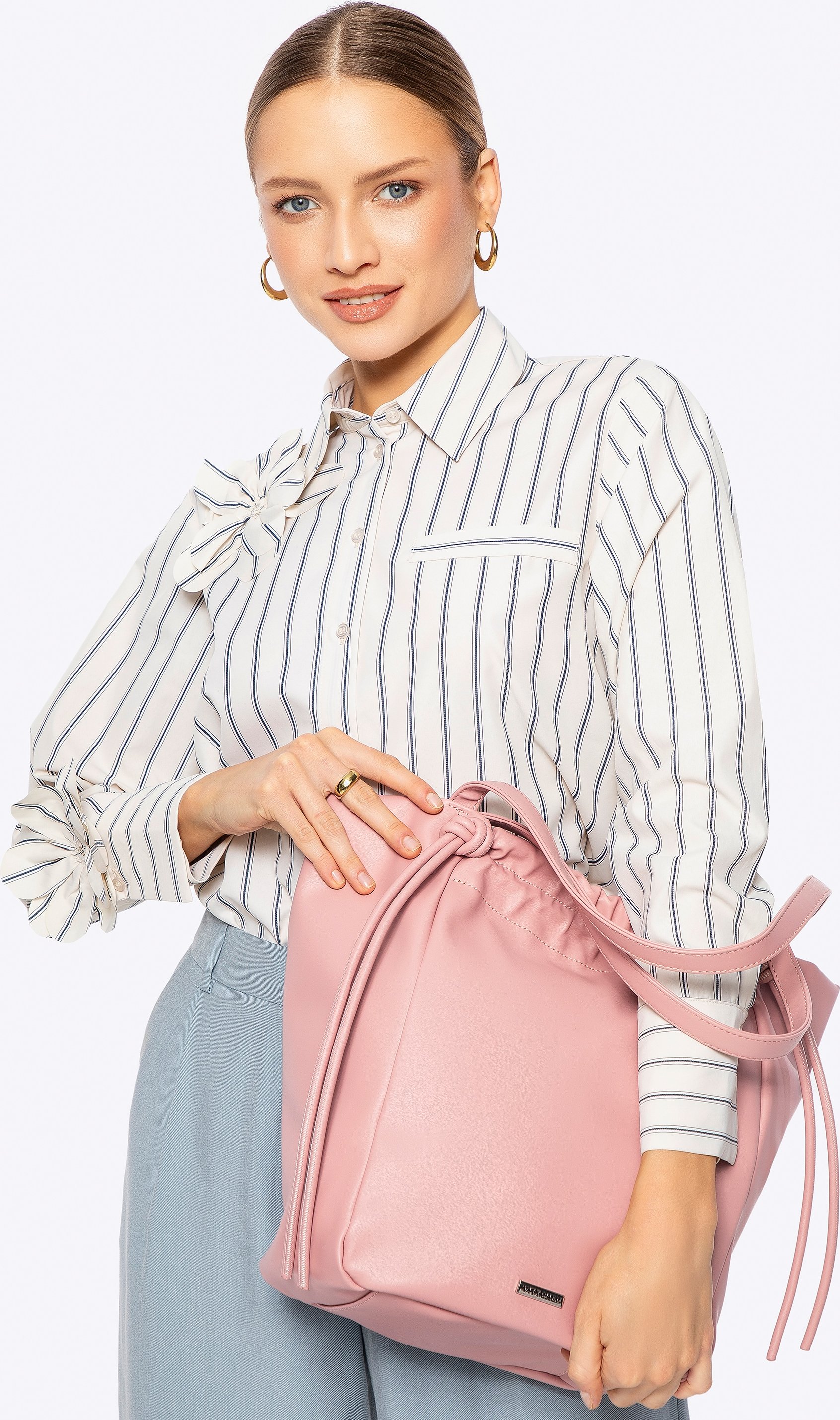 Wittchen Damen-Einkaufstasche aus Öko-Leder mit Zierriemen, rosa