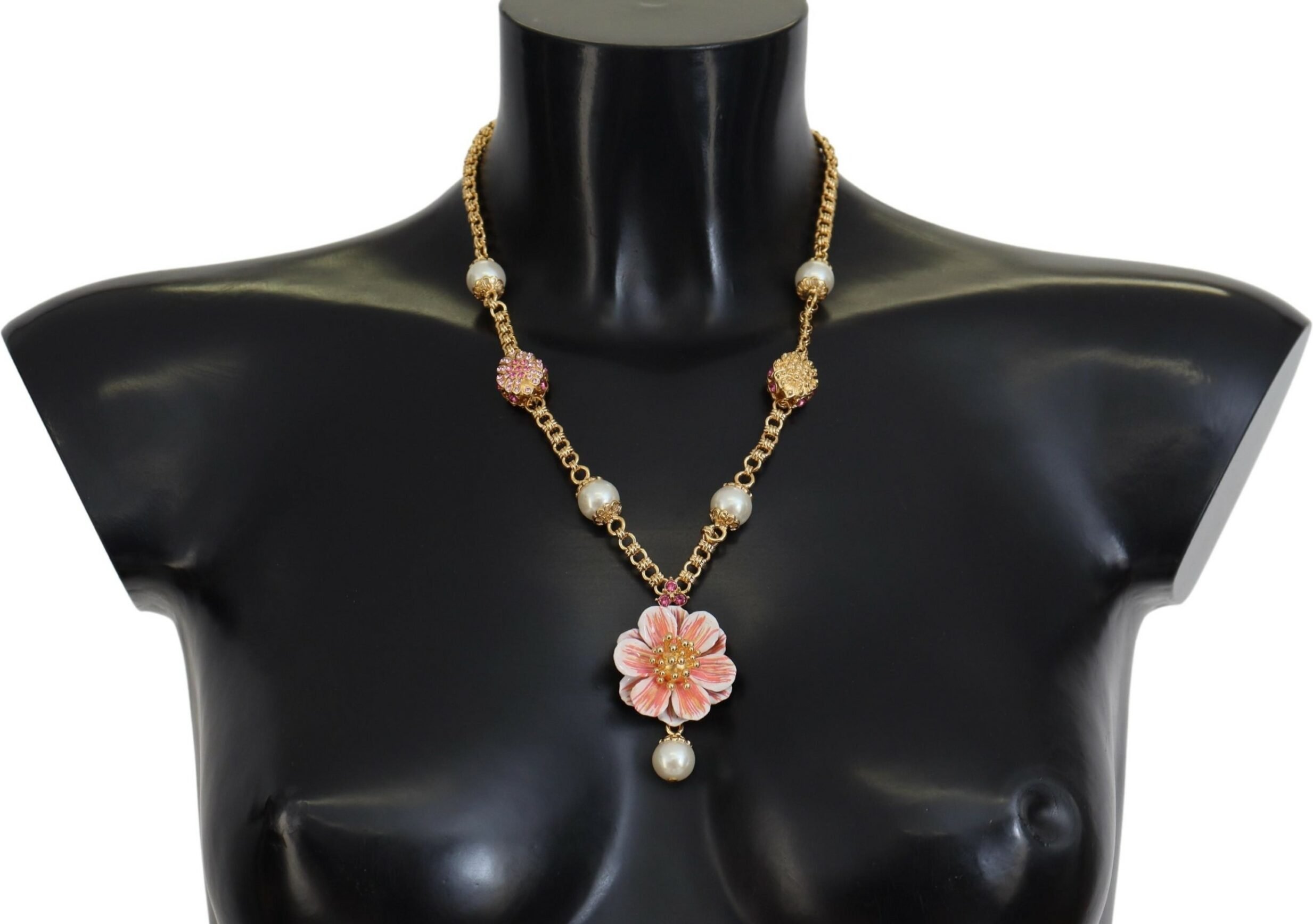 Goldfarbene florale Kristalle rosa verziertes Halsband