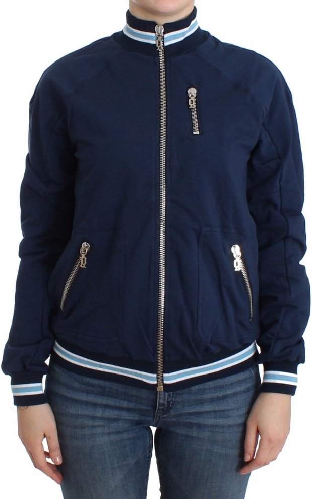 John Galliano Cardigan en coton zippé bleu pour femme