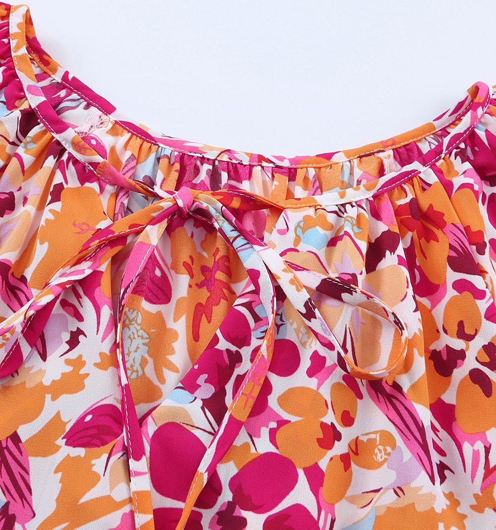 Blumenmuster Rückengurtkleid