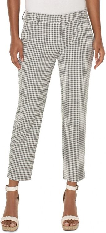 Kelsey-Hose aus Salbei/weißem Gingham-Split