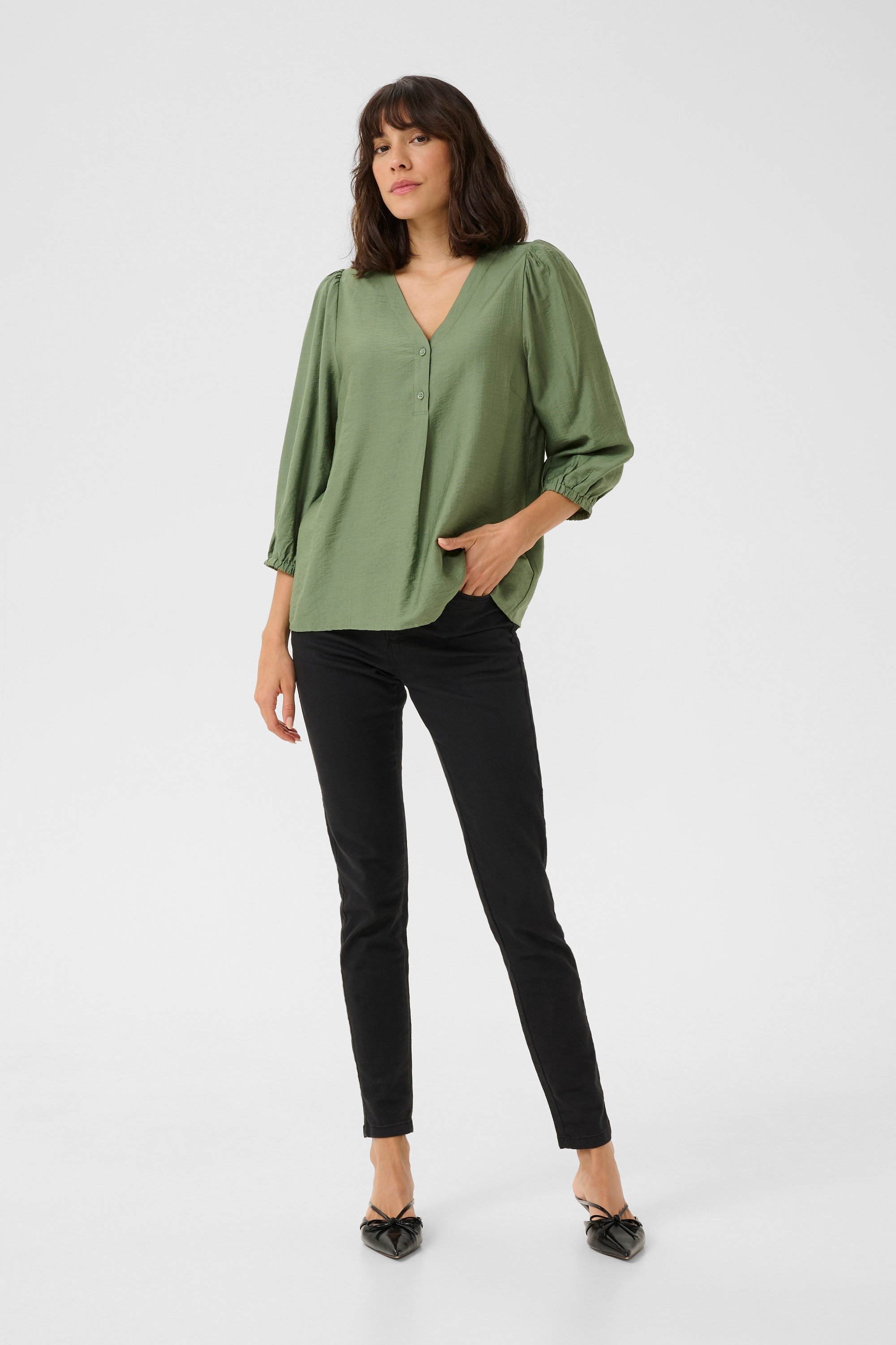 Langarm-Bluse Regular fit Sea Spray CC green