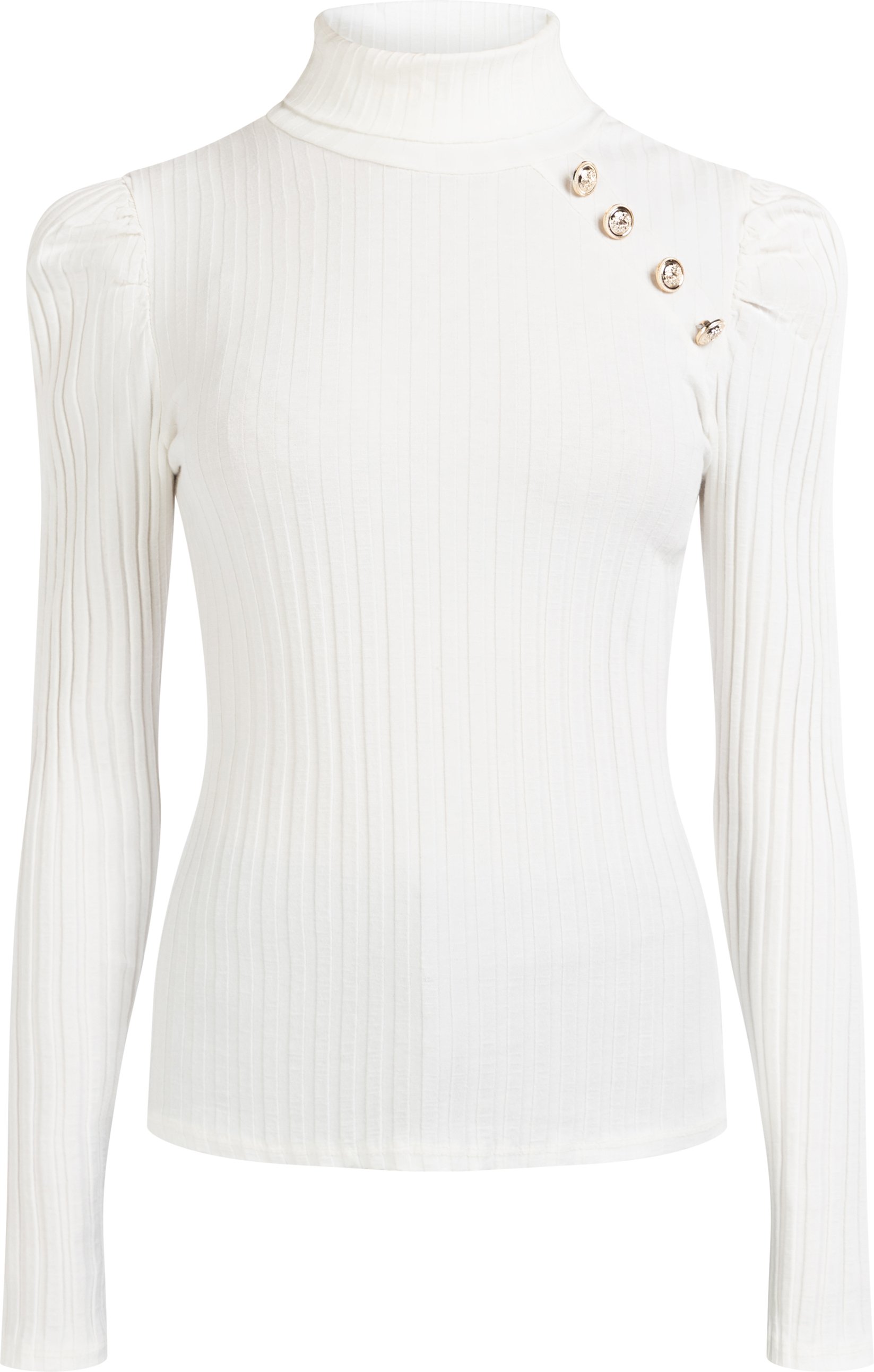 Mymo Rippstrickpullover Damen Wollweiß