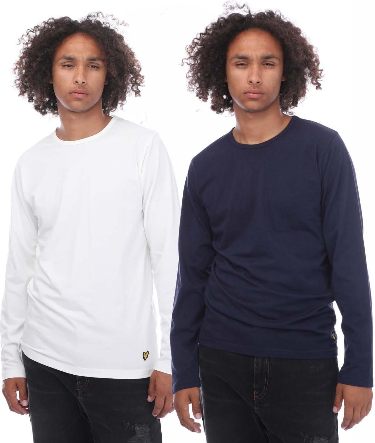 Lyle & Scott - "Kane" T-Shirt für Herren(2er-Pack) Langärmlig (Weiß/Marineblau)