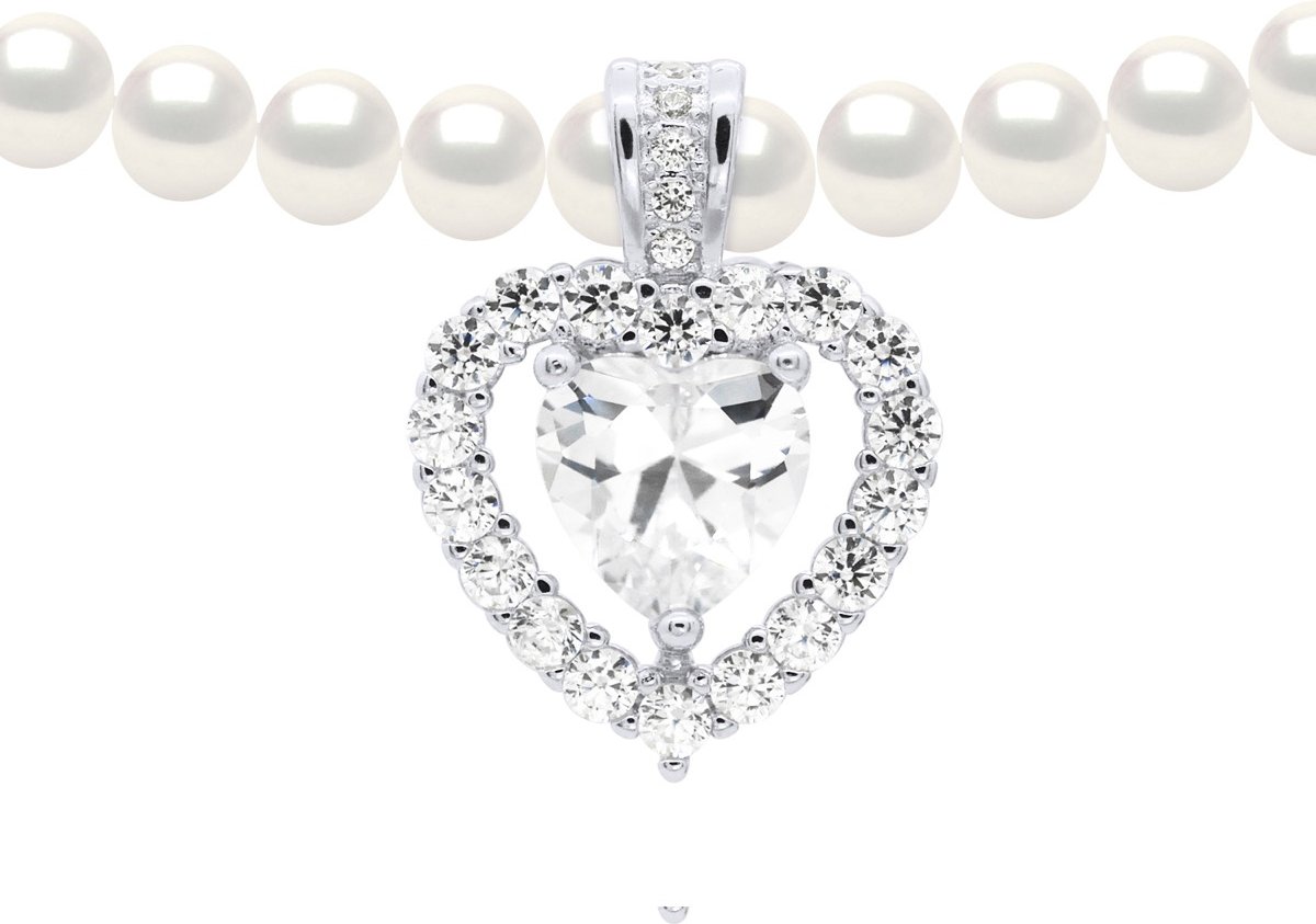 Halskette Reihe aus echten Süßwasser-Zuchtperlen, halbrund, 5–6 mm