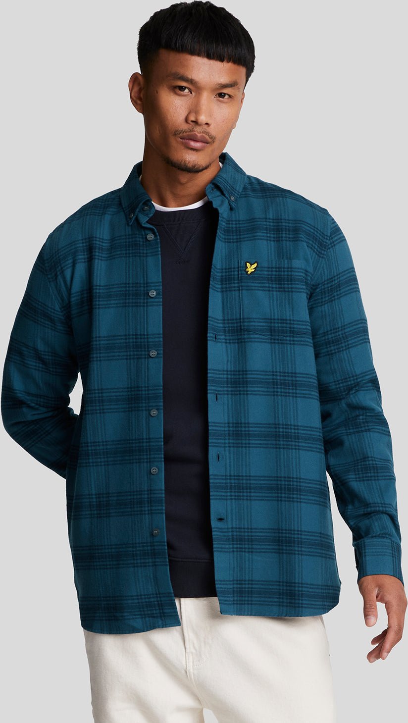 Flanellhemd für Herren mit Ton in Ton kariertem Karomuster in Marine