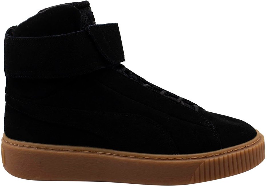 Puma -Plattform mit mittlerem Ow -Gurt Leder Schnürung schwarze Damen -Trainer 364588 03