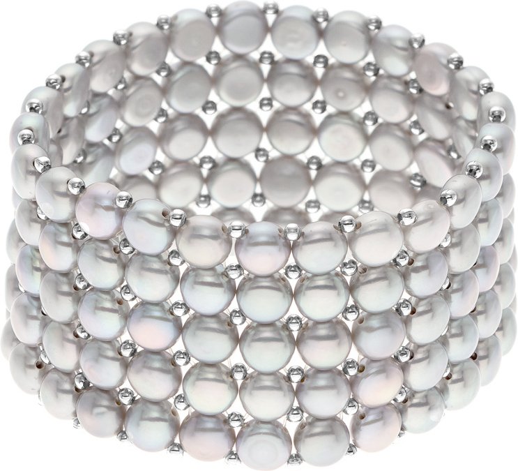 Armband 5 Reihen aus echten Süßwasserperlen - 4 mm