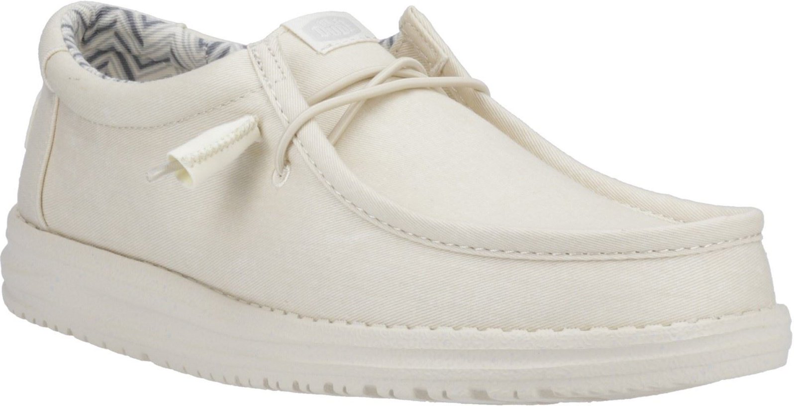 HEYDUDE Wally Canvas 100% Baumwolle Herren Stein Weiß Bootsschuhe