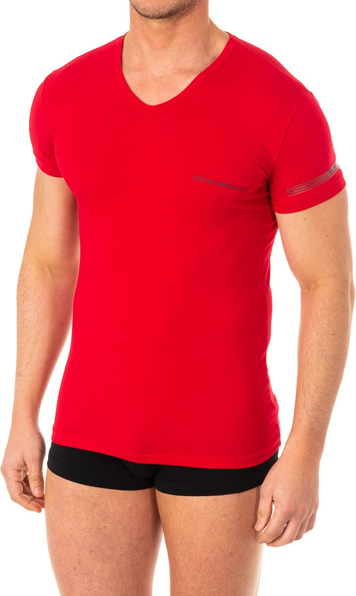 Kurzärmeliges T-Shirt mit V-Ausschnitt 110810-8P723 Mann