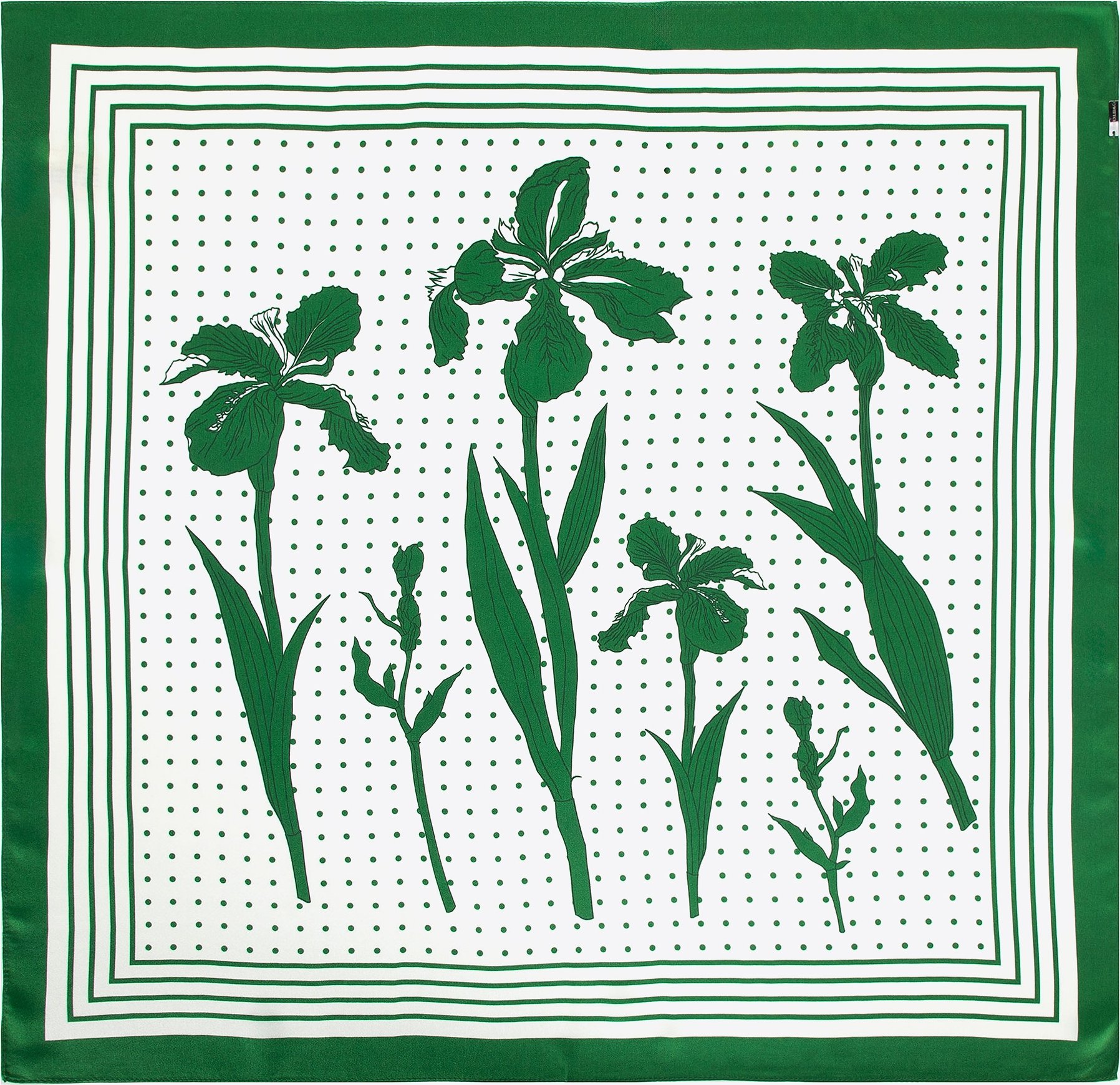 Wittchen Damen-Seidenschal mit cremefarbenem und grünem Muster