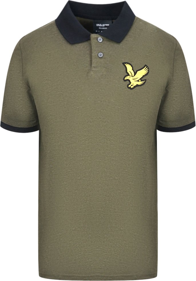 Thumbnail - Lyle & Scott Olivgrünes Block Mergel Poloshirt