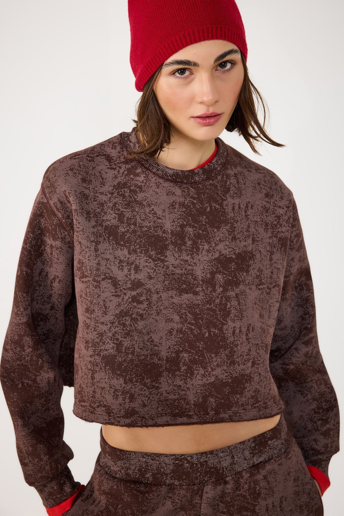 Waschbares Basic-Crop-Sweatshirt