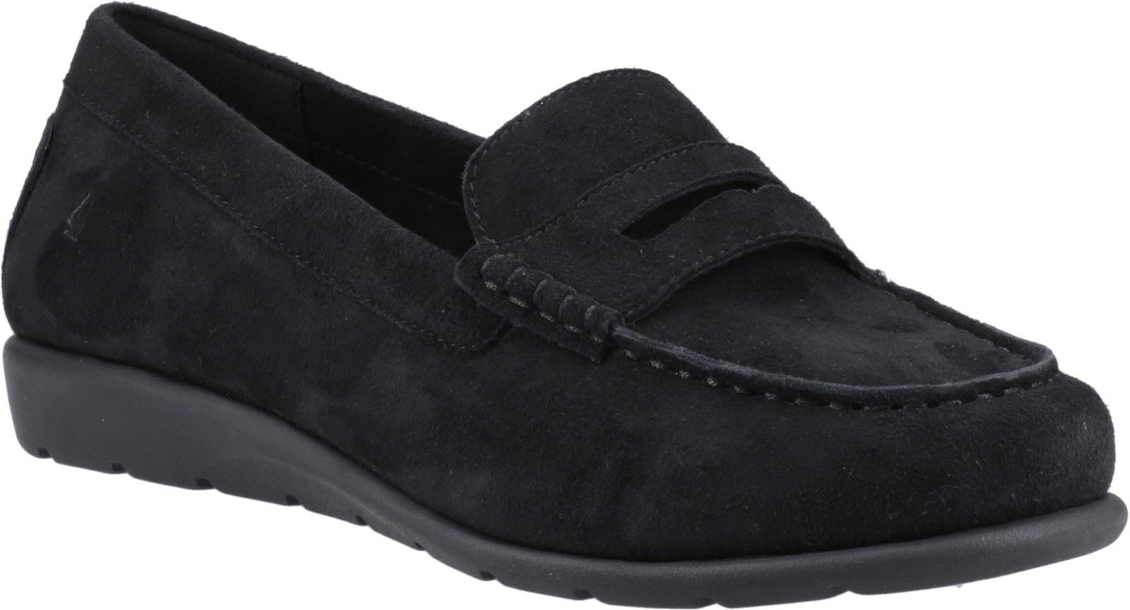 Hush Puppies Shelby Wildleder Damen Schwarz Slipper