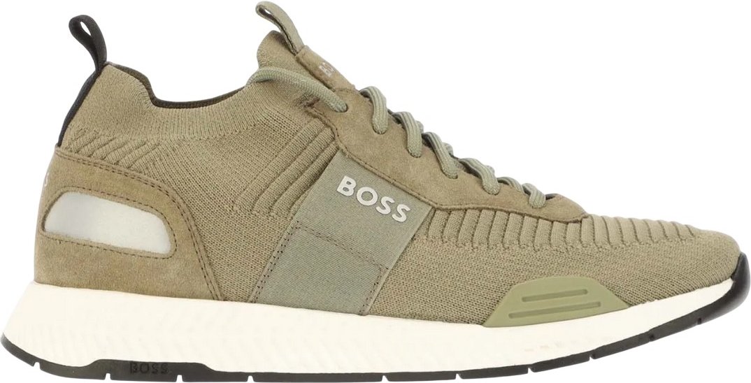 Thumbnail - Boss - Herren Sneaker "Titanium", Wildleder-Panel (Olivgrün)