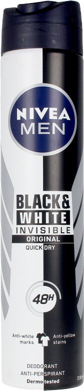 Men Black & White Invisible Deodorant Spray 200 ml