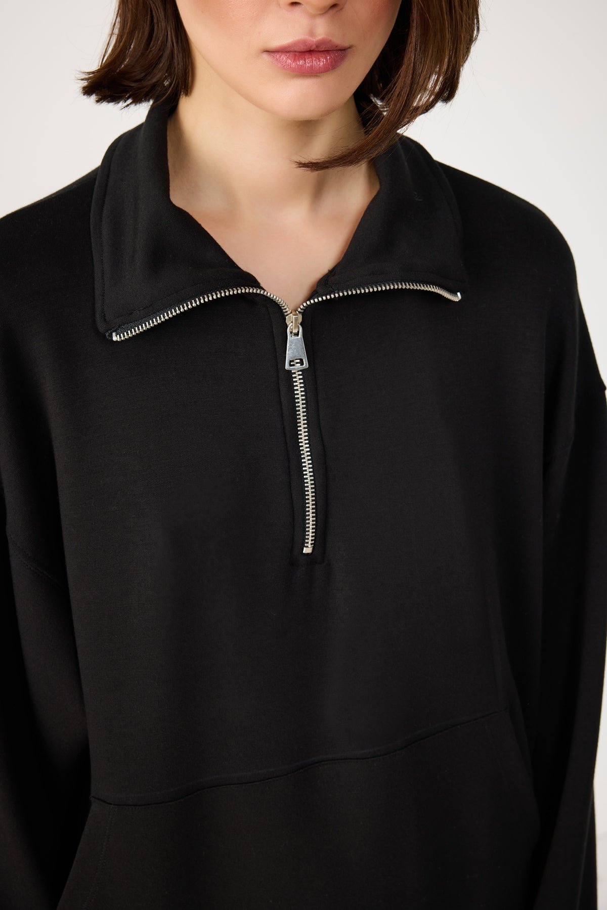 Modal-Sweatshirt mit halbem Reißverschluss