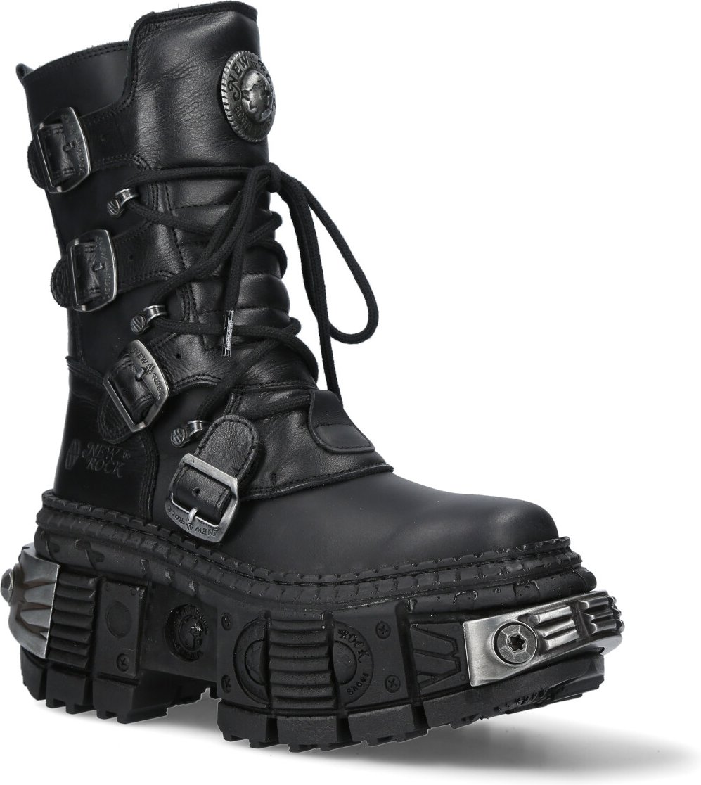 New Rock mittelhohe Leder-Plateaustiefel-WALL373-S3