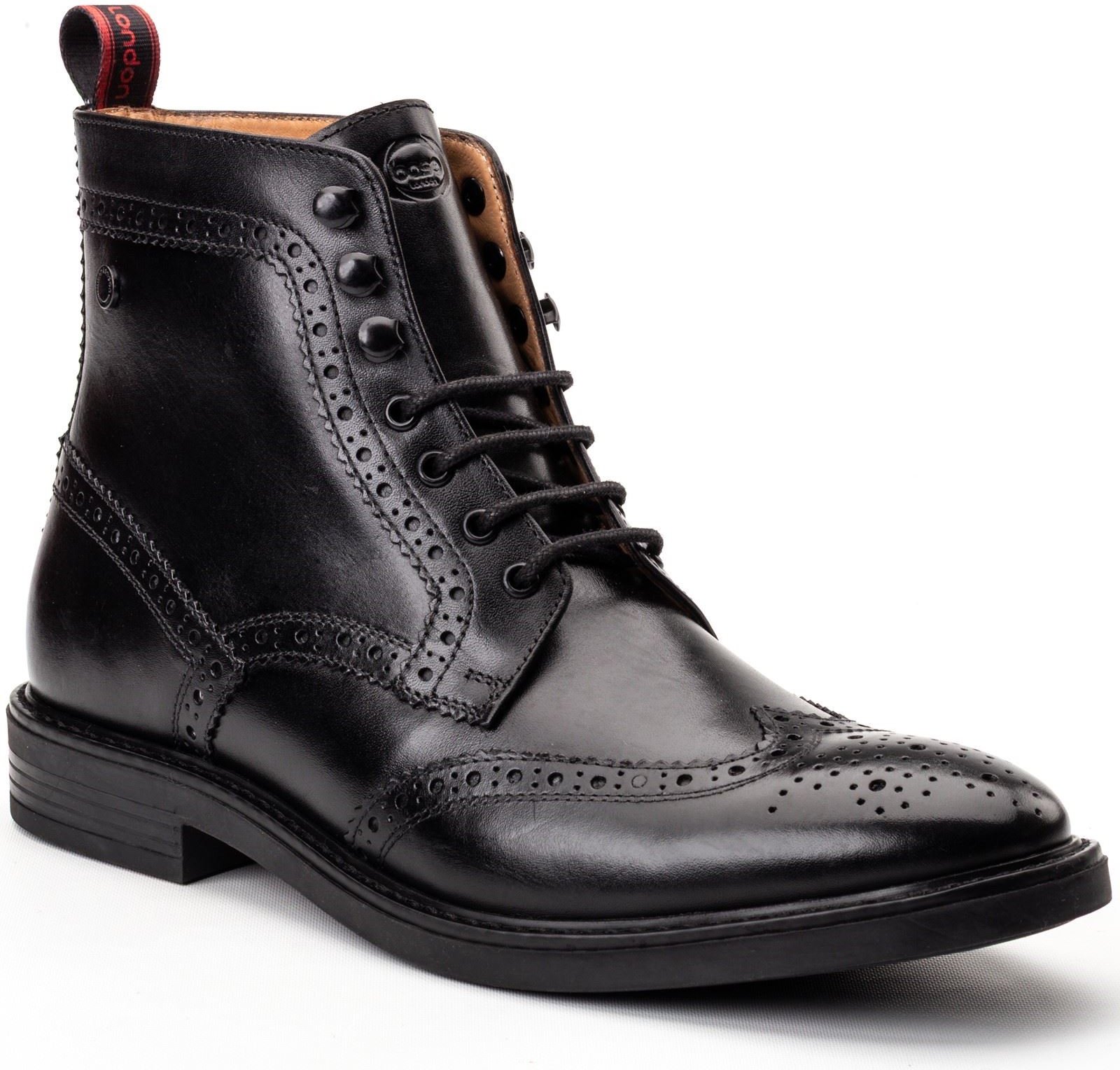 Thumbnail - Base London Bristol Herrenschuhe Aus Schwarzem Leder