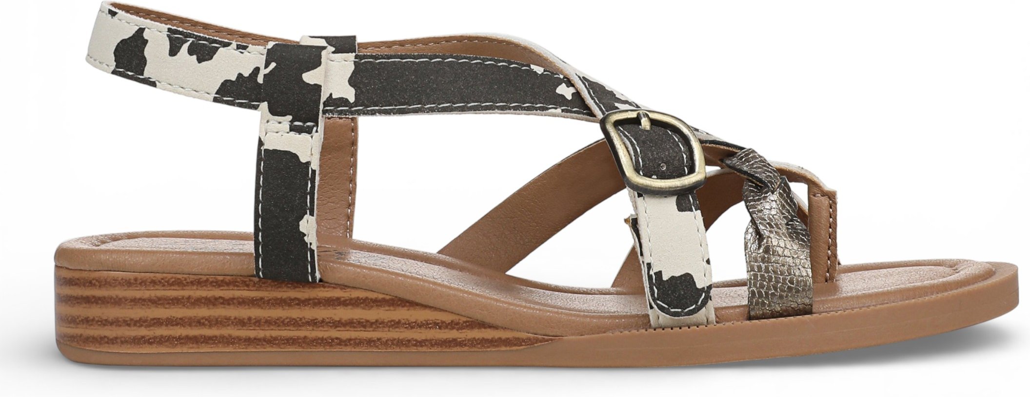 Blowfish Malibu Damen Schwarze Weiße Micro Wedge Riemchensandalen – April