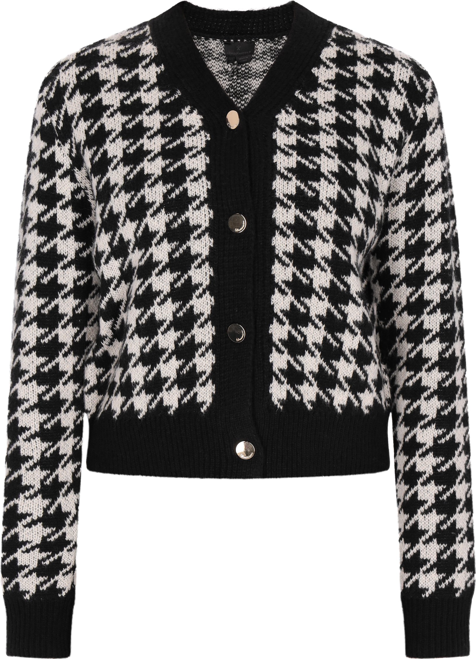 Dreimaster Cardigan Damen Schwarz Wollweiss