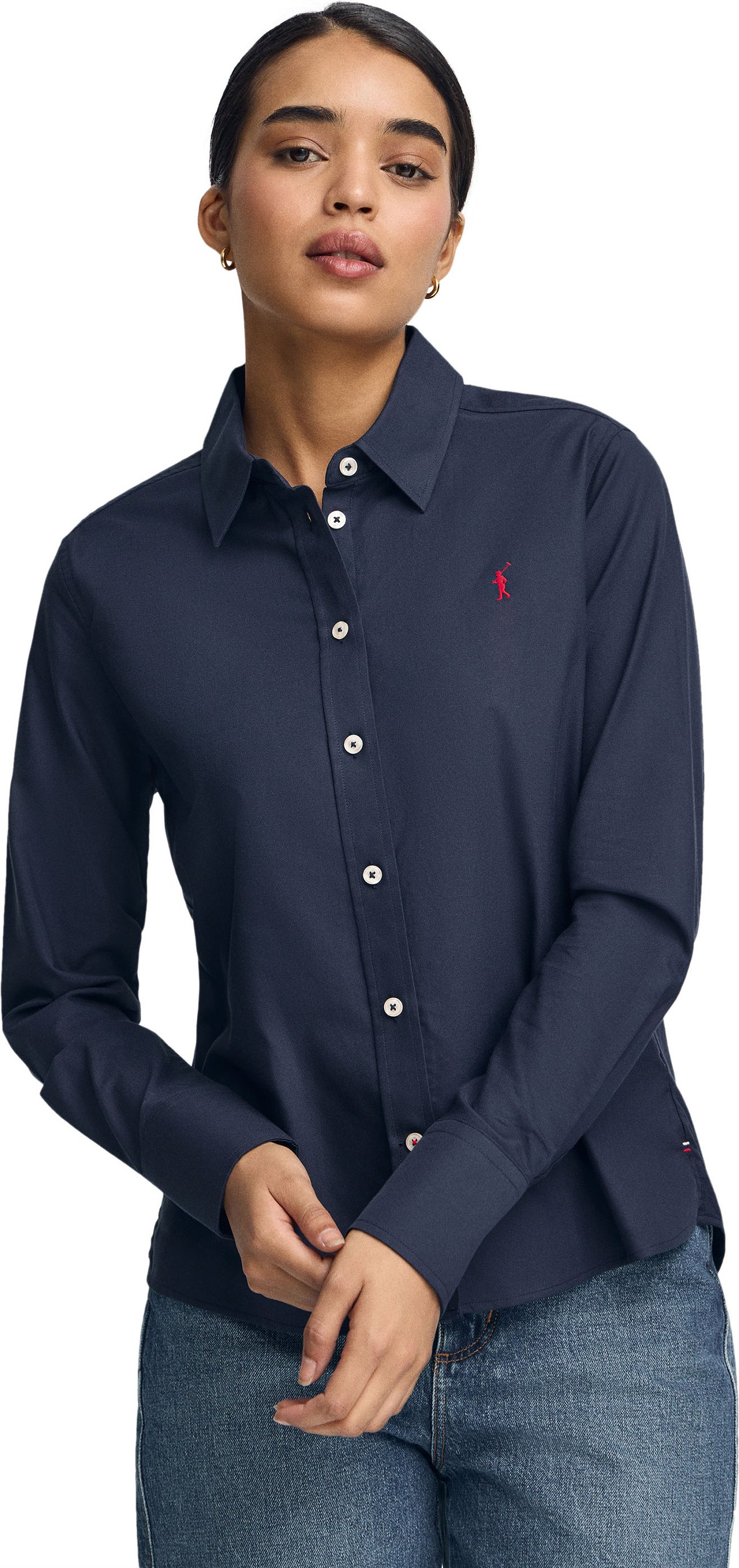 Hemd marineblau mit geradem Schnitt und Rigby Go-Logo