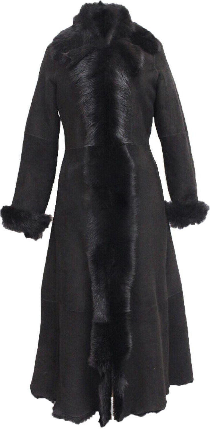 Schwarzer Damen-Trenchcoat aus Toscana-Schaffell aus Wildleder-Rushden