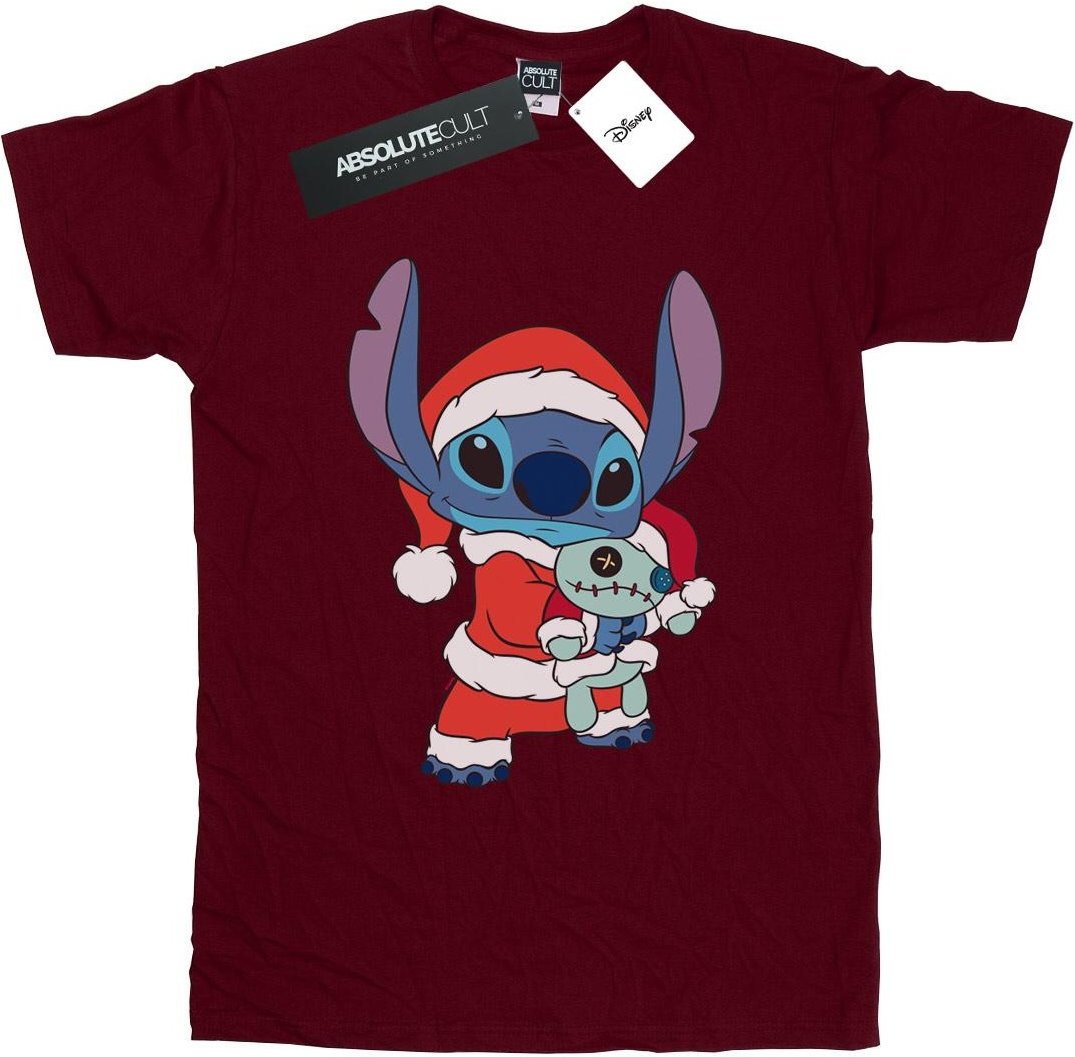 Disney Damen/Damen Lilo und Stitch Stitch Weihnachten Baumwolle Boyfriend T-Shirt (Burgund)