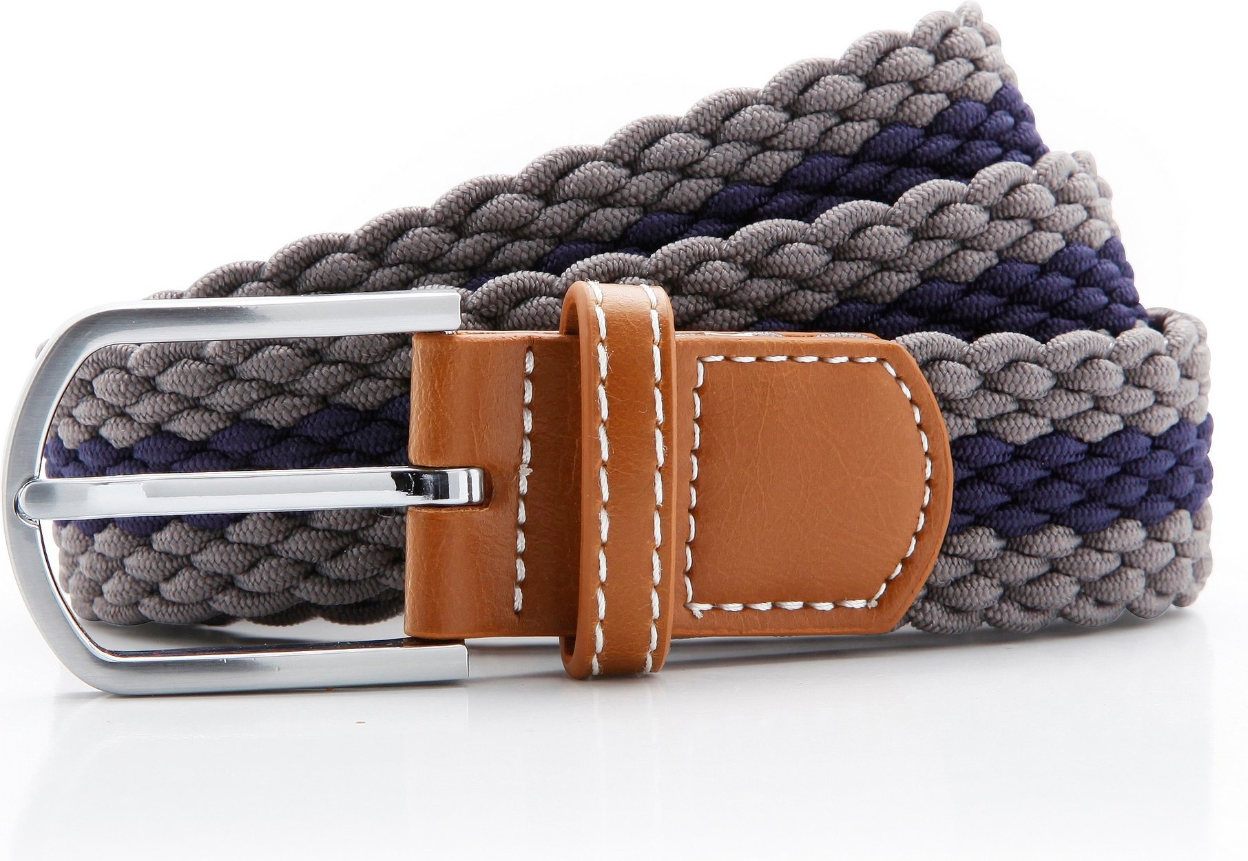 Asquith & Fox Herren Zwei-Farben-Streifen Geflochtenem Stretch-Gürtel (Schiefer/Navy)