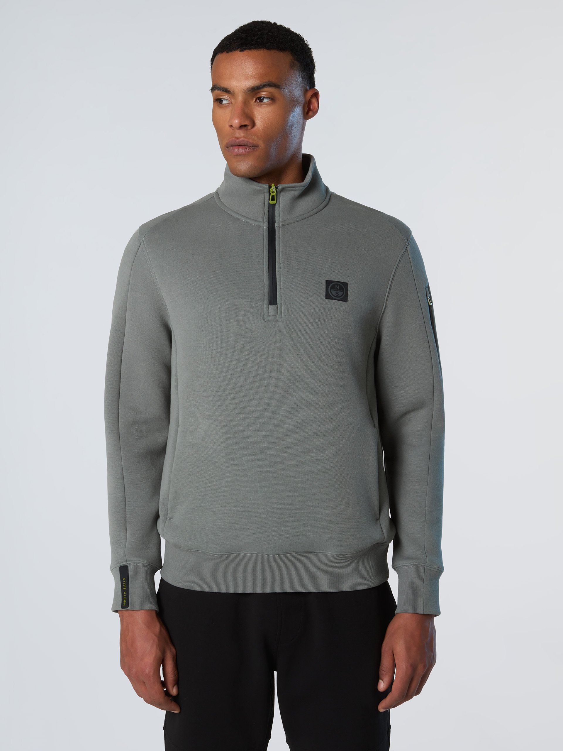 North Sails Sweatshirt Piqué Scuba Stoff mit halbem Reißverschluss