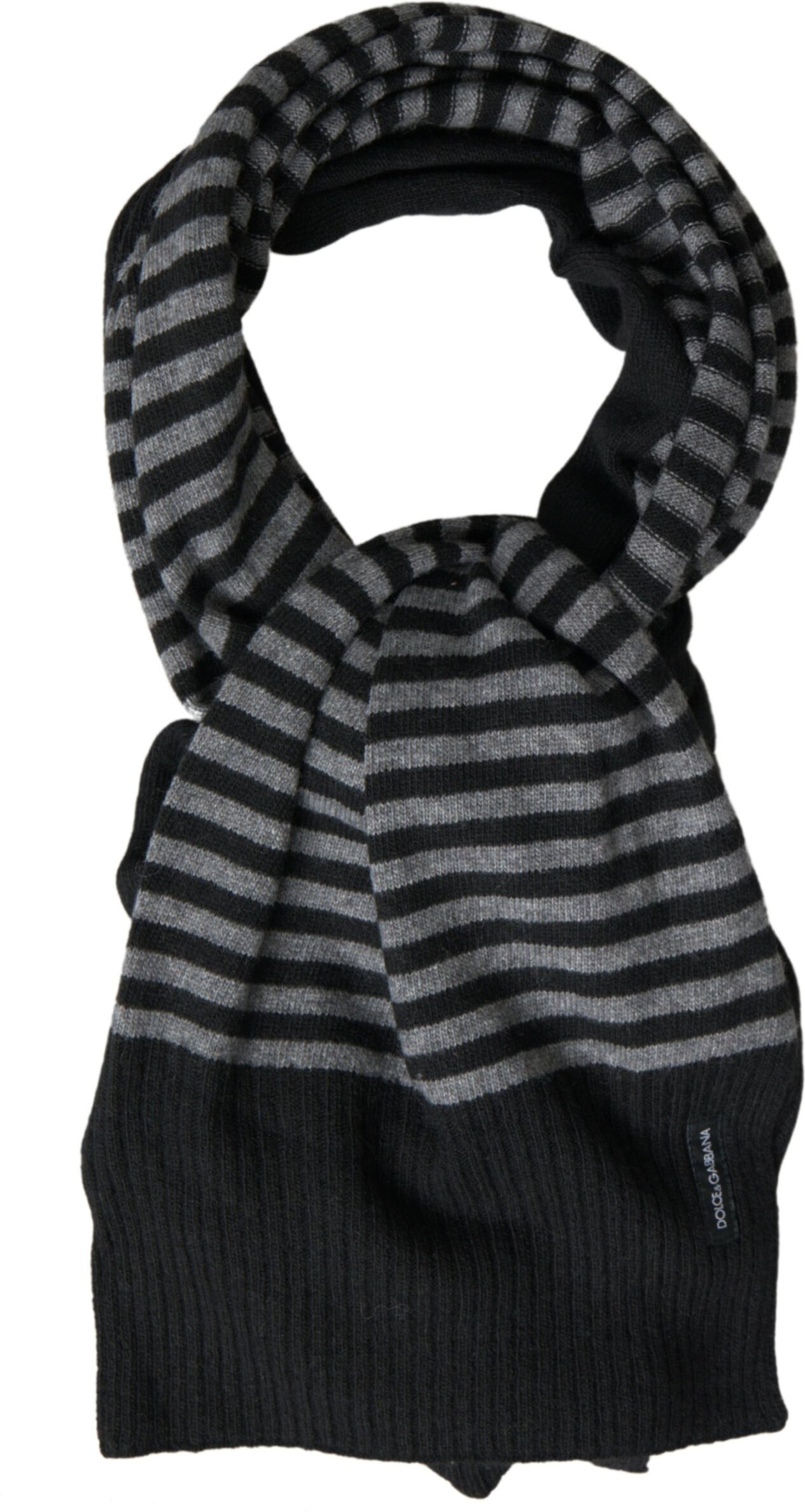 Schwarzer Grauer Streifen Woll-Halswickel-Schal