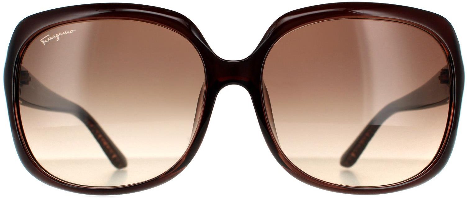 Salvatore Ferragamo Rechteckige Damen Sonnenbrille in Braun mit Farbverlauf