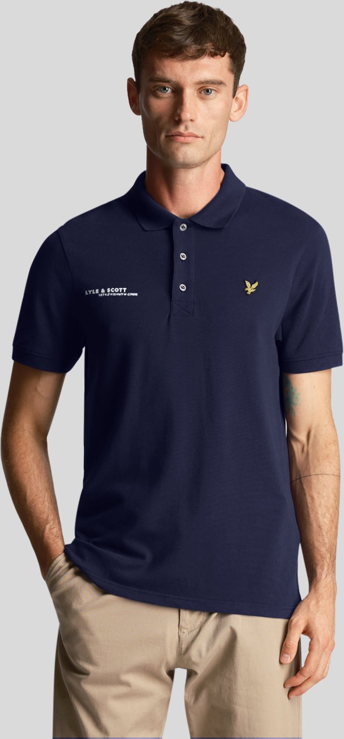 Lyle & Scott Herren-Poloshirt mit Co-Ordinates-Print in Marineblau