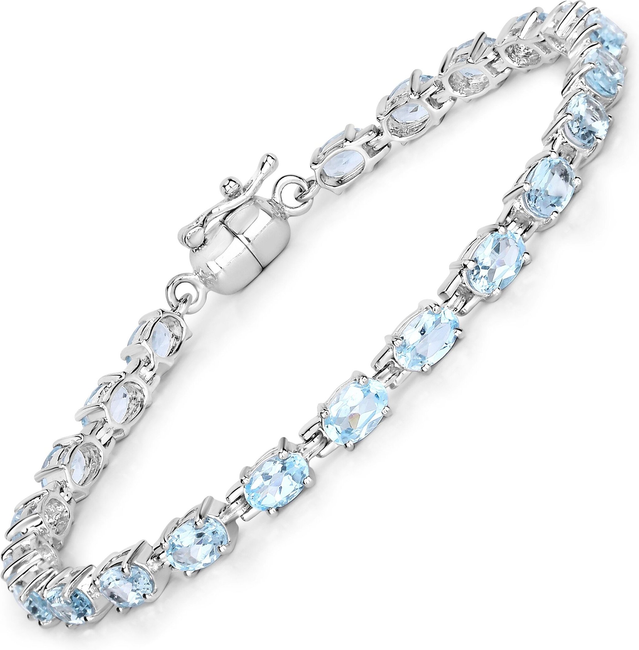 Vira Jewels Armband 925-Sterling Silber rhodiniert Blautopas oval