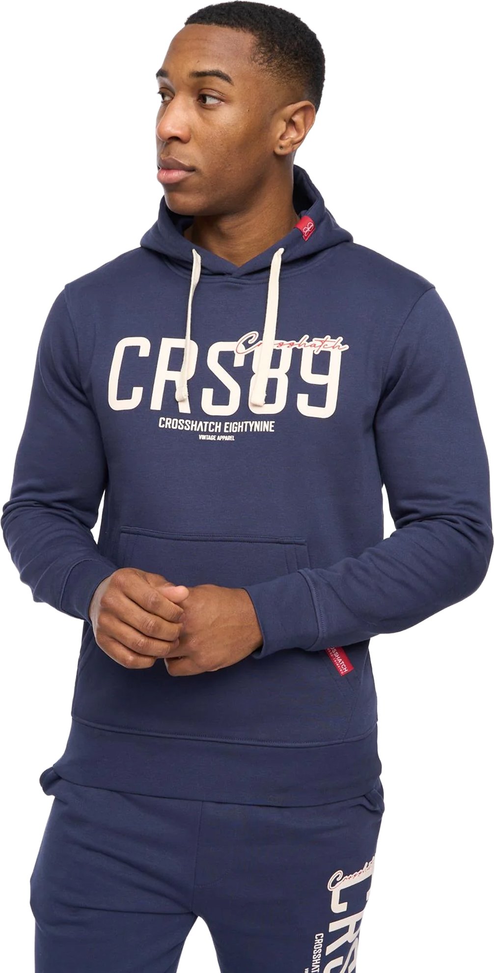 Thumbnail - Crosshatch - "Ellsworth" Kapuzenpullover für Herren (Marineblau)